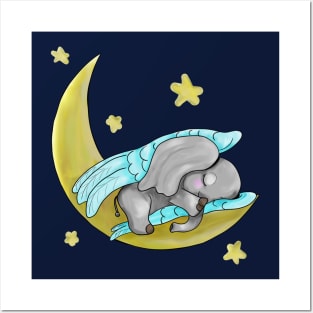 Sleeping baby elephant Posters and Art